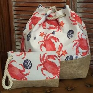Vintage Country Couture Bags - Beach Travel Bag Set - Set of 2 Crab Beach Bags Vintage Country Couture Bags - Beach Travel Bag Set - Set of 2 Crab Beach Bags